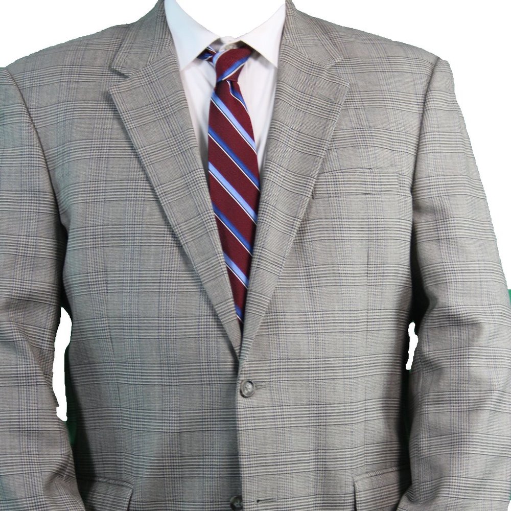 Joseph A. Bank Grey Plaid Blazer Size 46Long